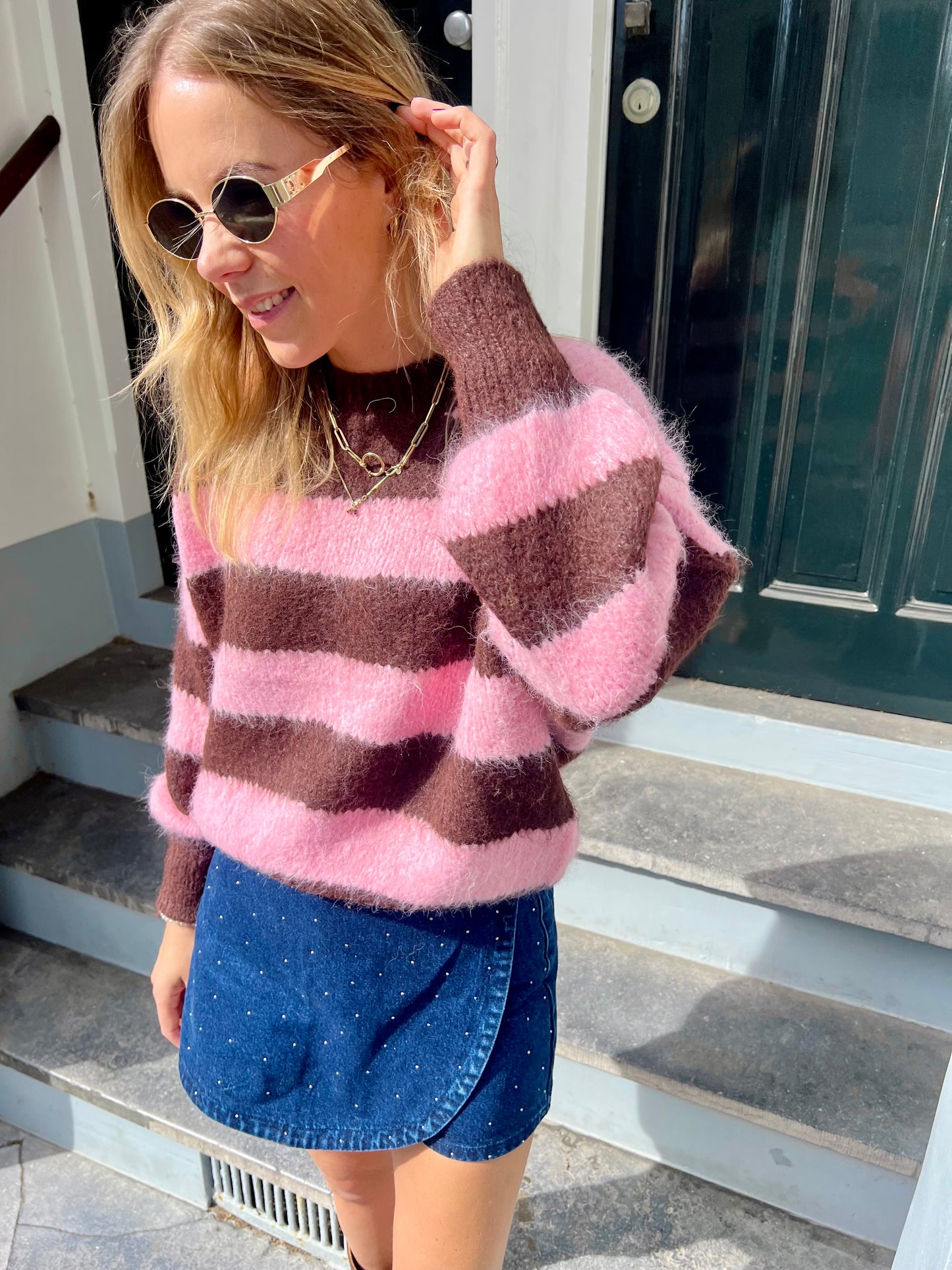Mare sweater coffee/pink