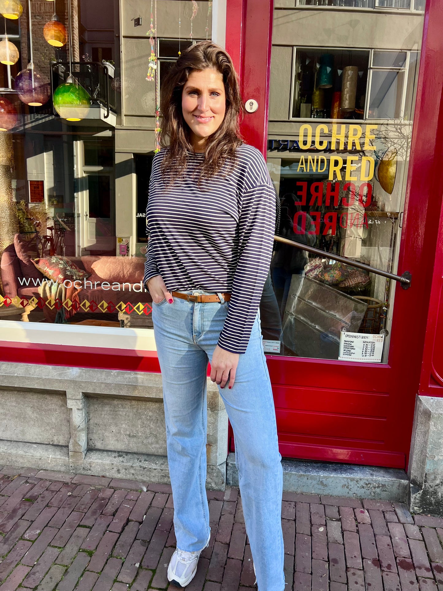 Longsleeve strepen donkerblauw