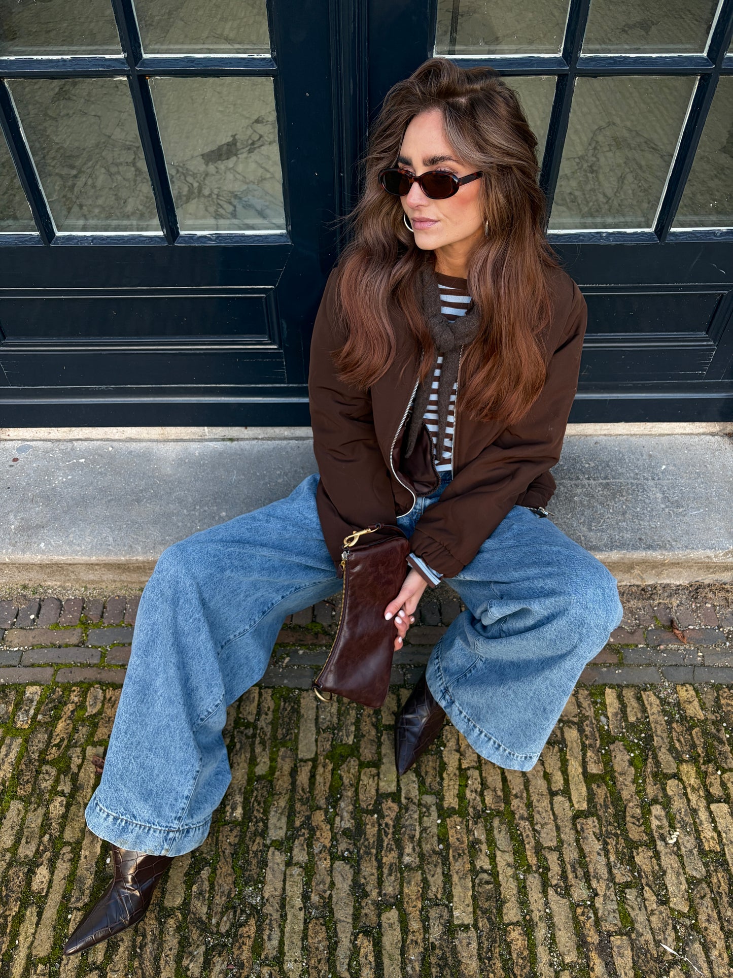 Fanny longsleeve lichtblauw/bruin