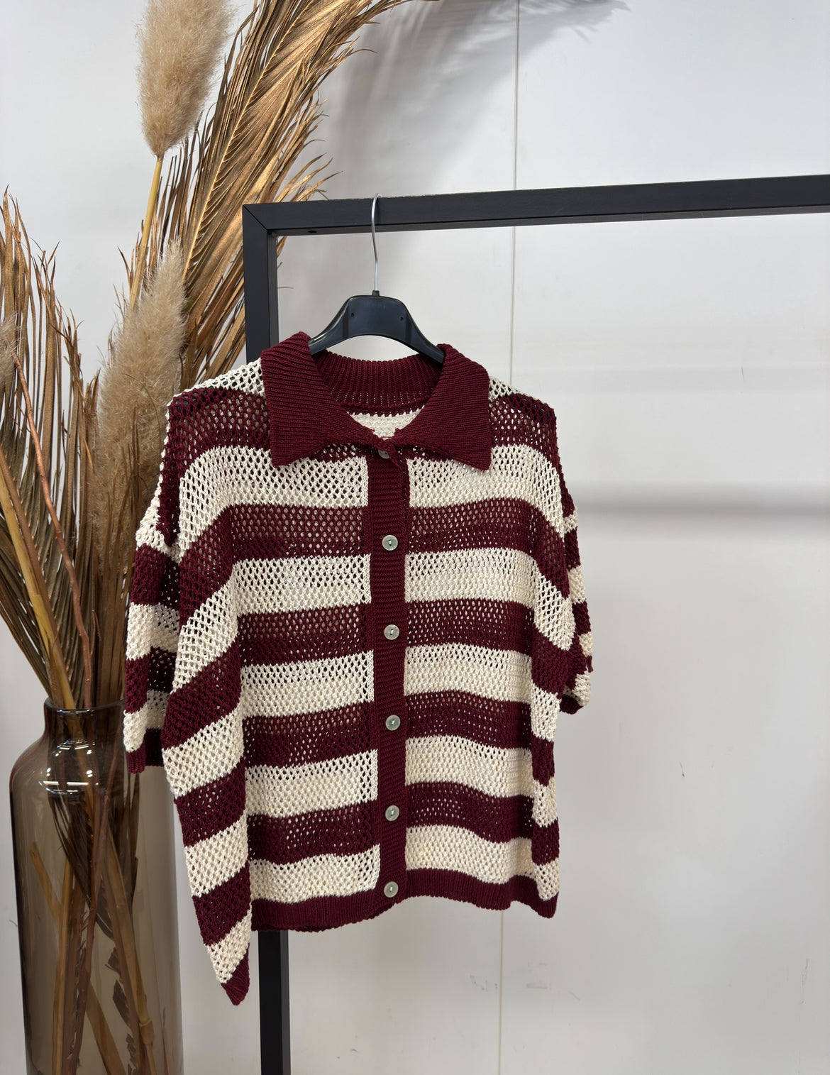 Gebreide polo bordeaux