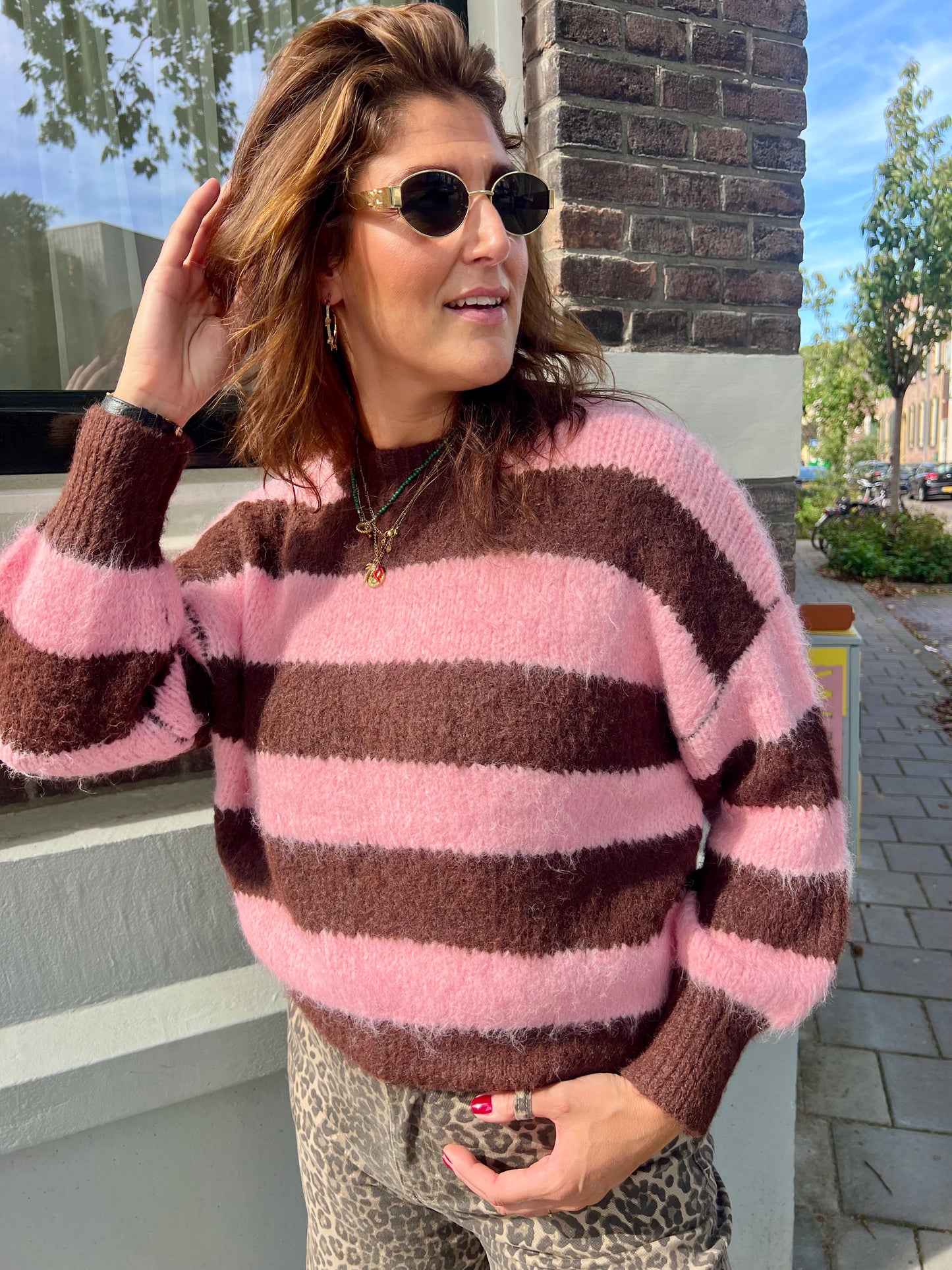 Mare sweater coffee/pink