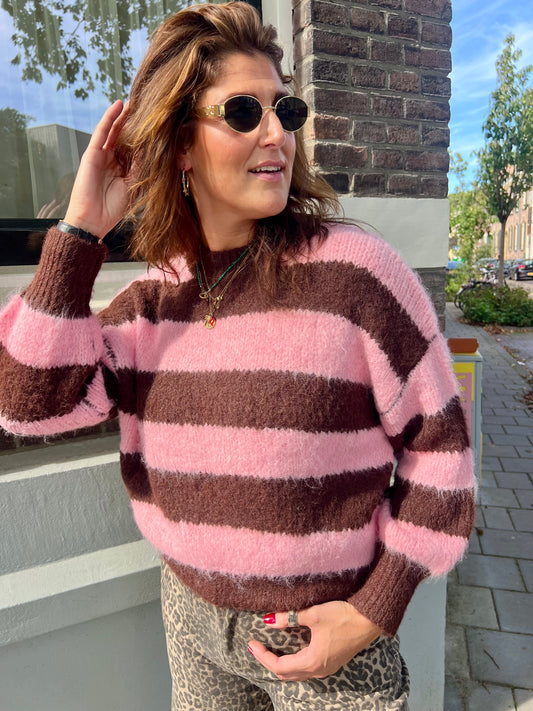 Mare sweater coffee/pink