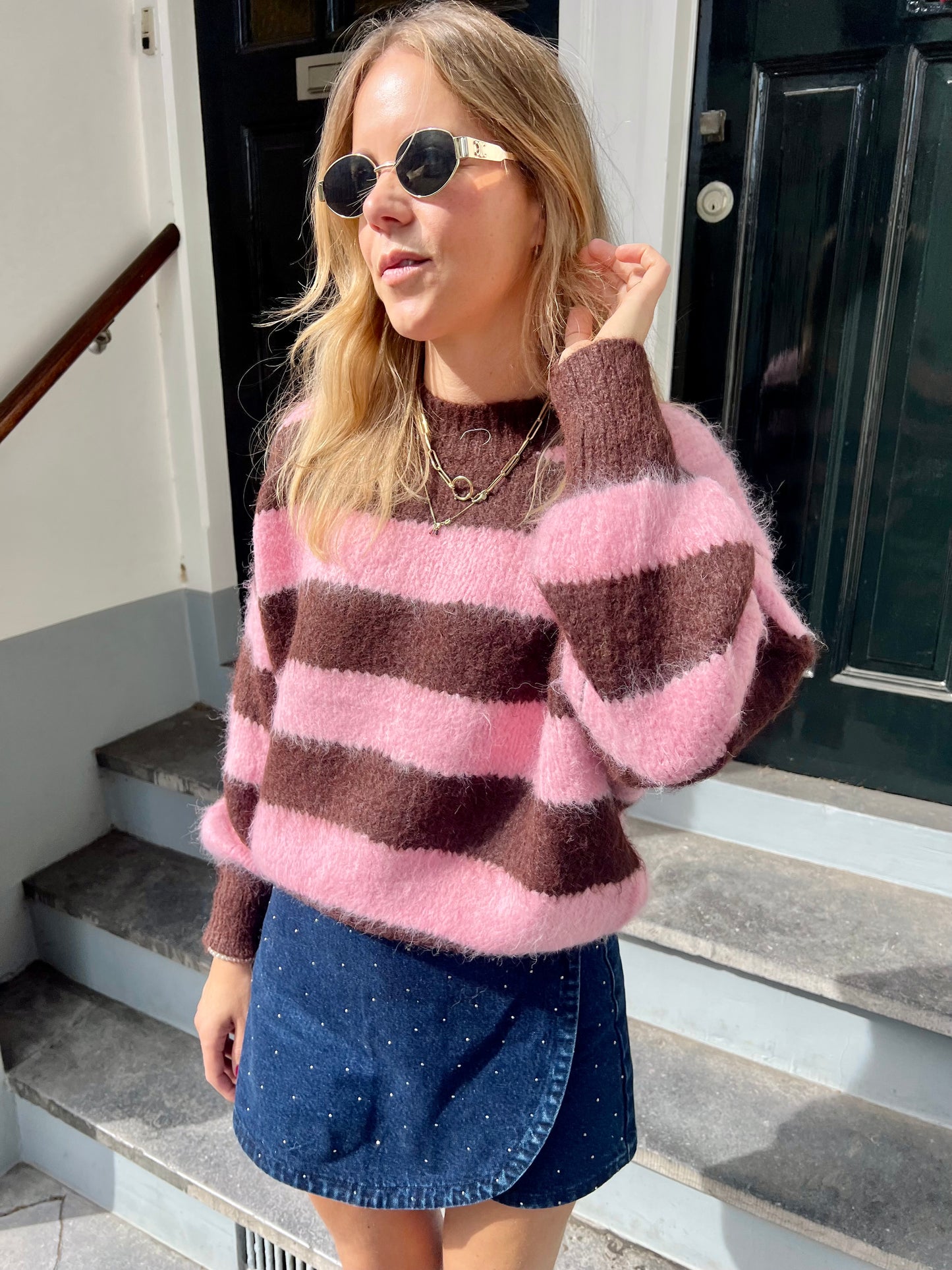 Mare sweater coffee/pink