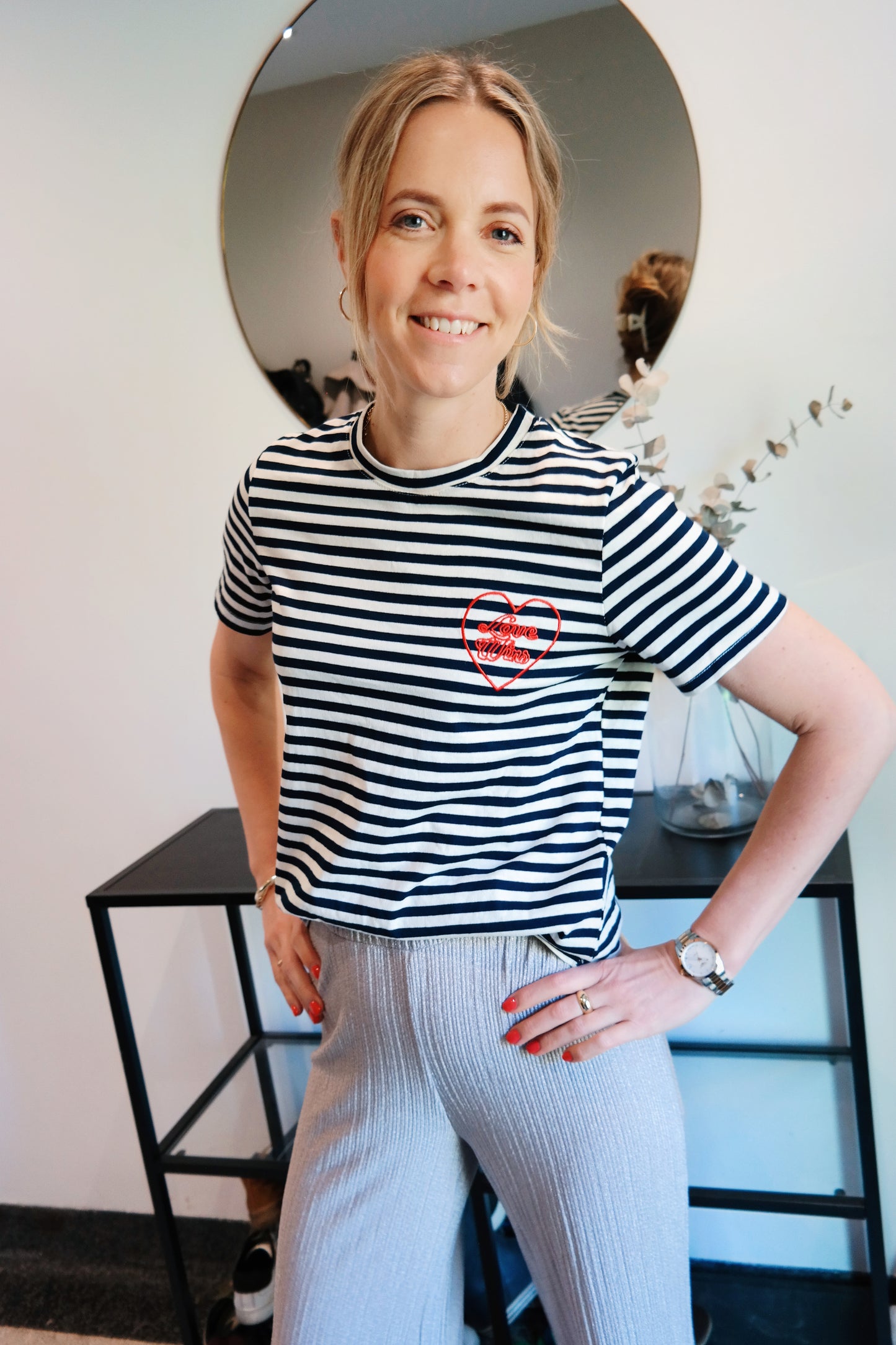 Lucie stripe shirt navy/off white