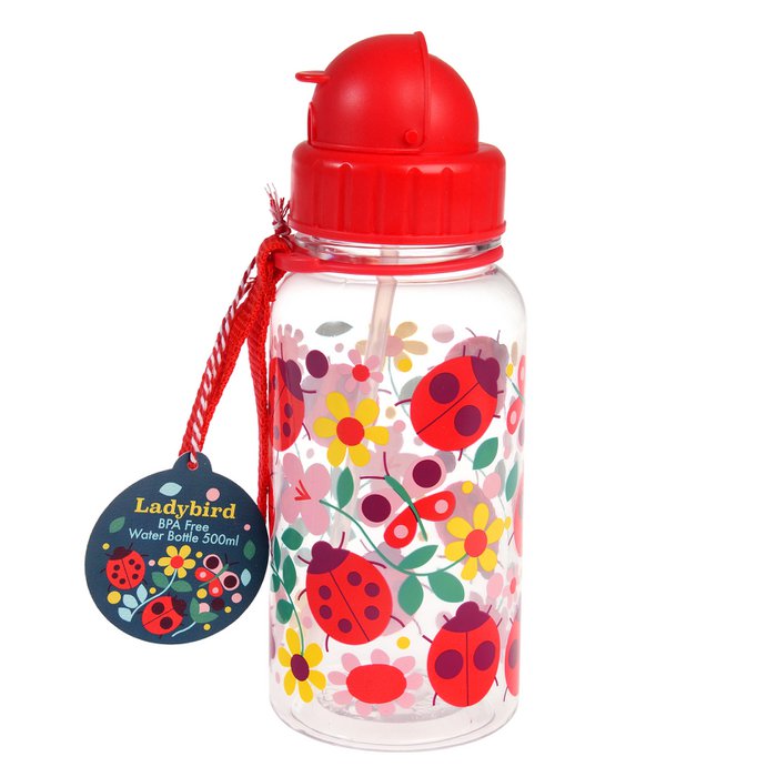BPA vrije drinkbeker met rietje. Lekvrij. Van het merk ladybird in de kleur rood met lieveheersbeestjes en hengsel