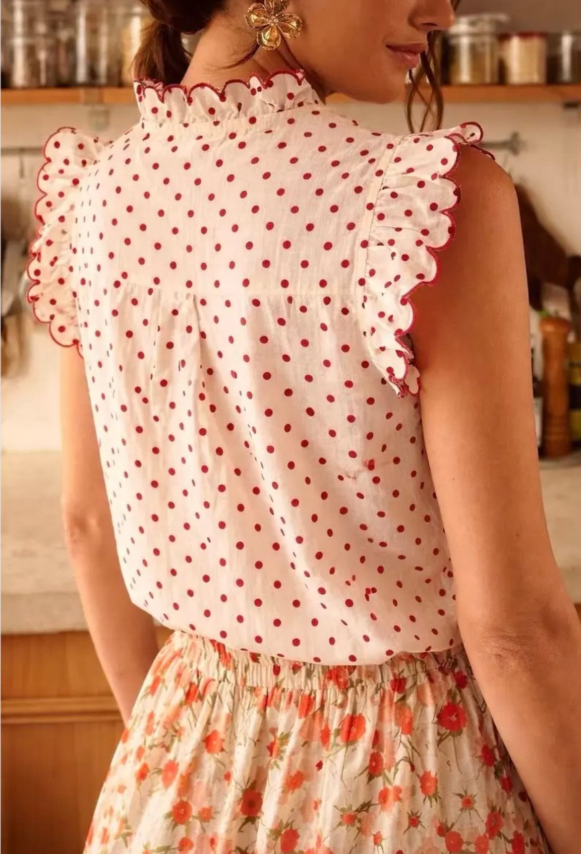 Polka dot red blouse