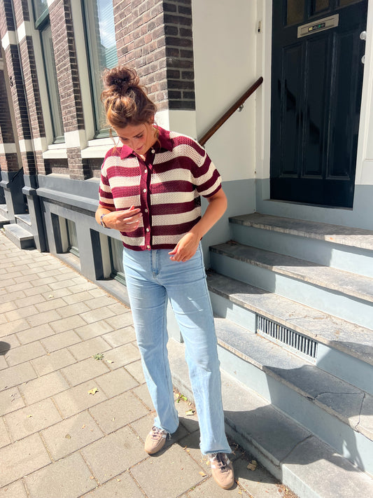 Gebreide polo bordeaux