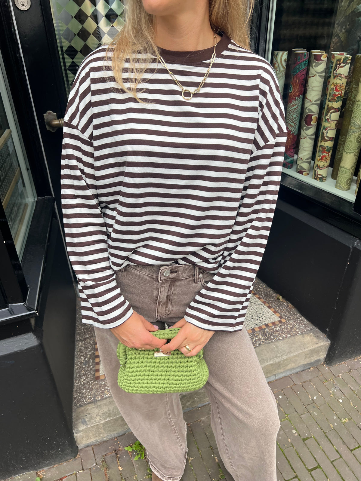 Fanny longsleeve bruin/crème 2.0