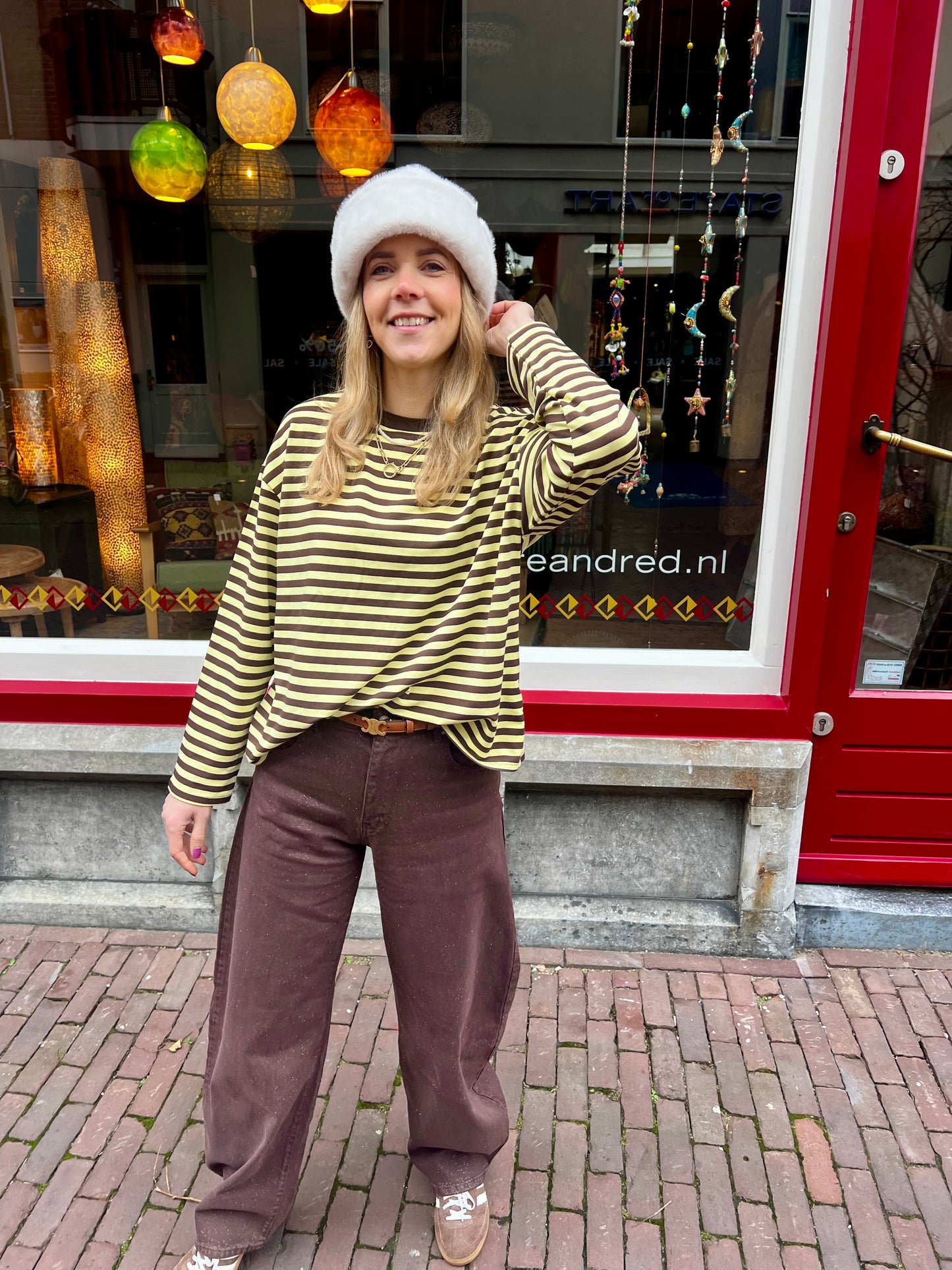 Fanny longsleeve geel/ bruin