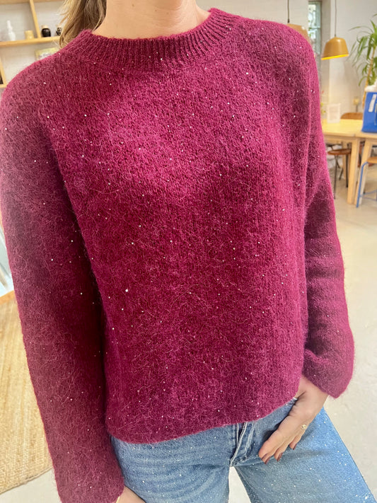 Annique knit bordeaux glitter