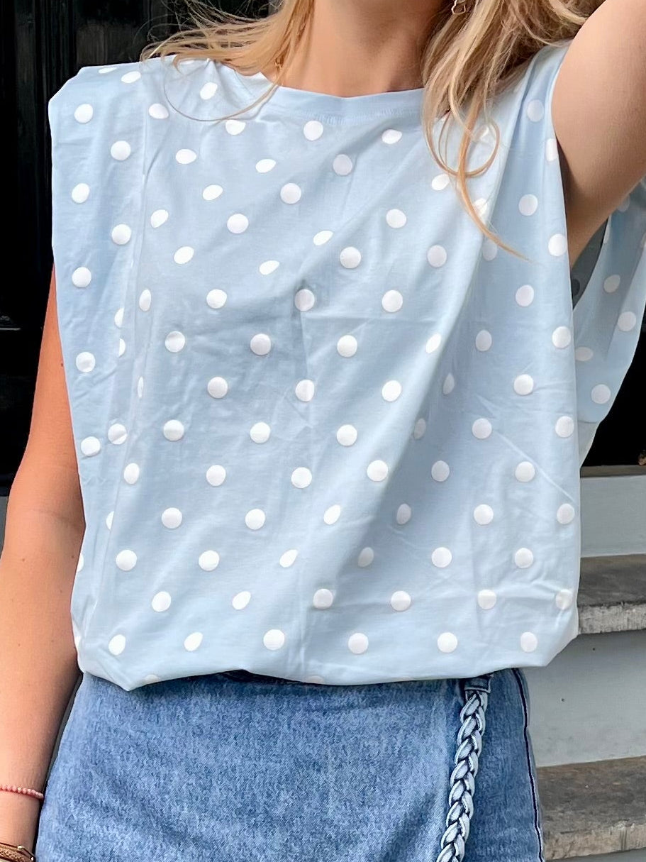 Polka dot t-shirt blauw