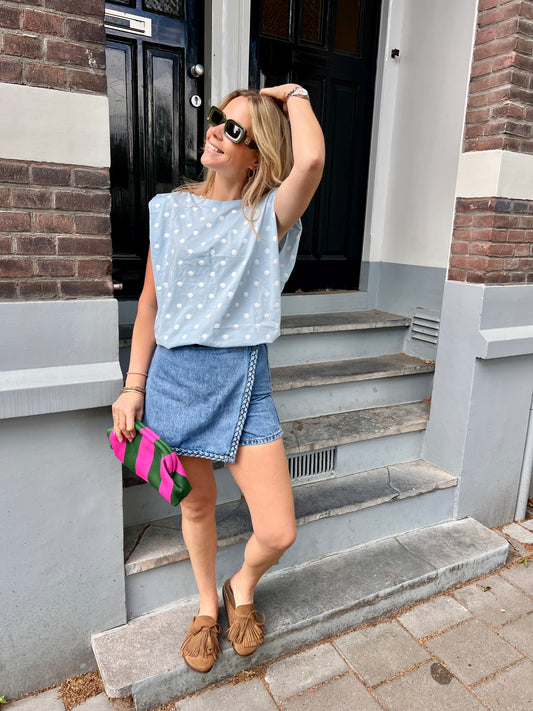 Polka dot t-shirt blauw