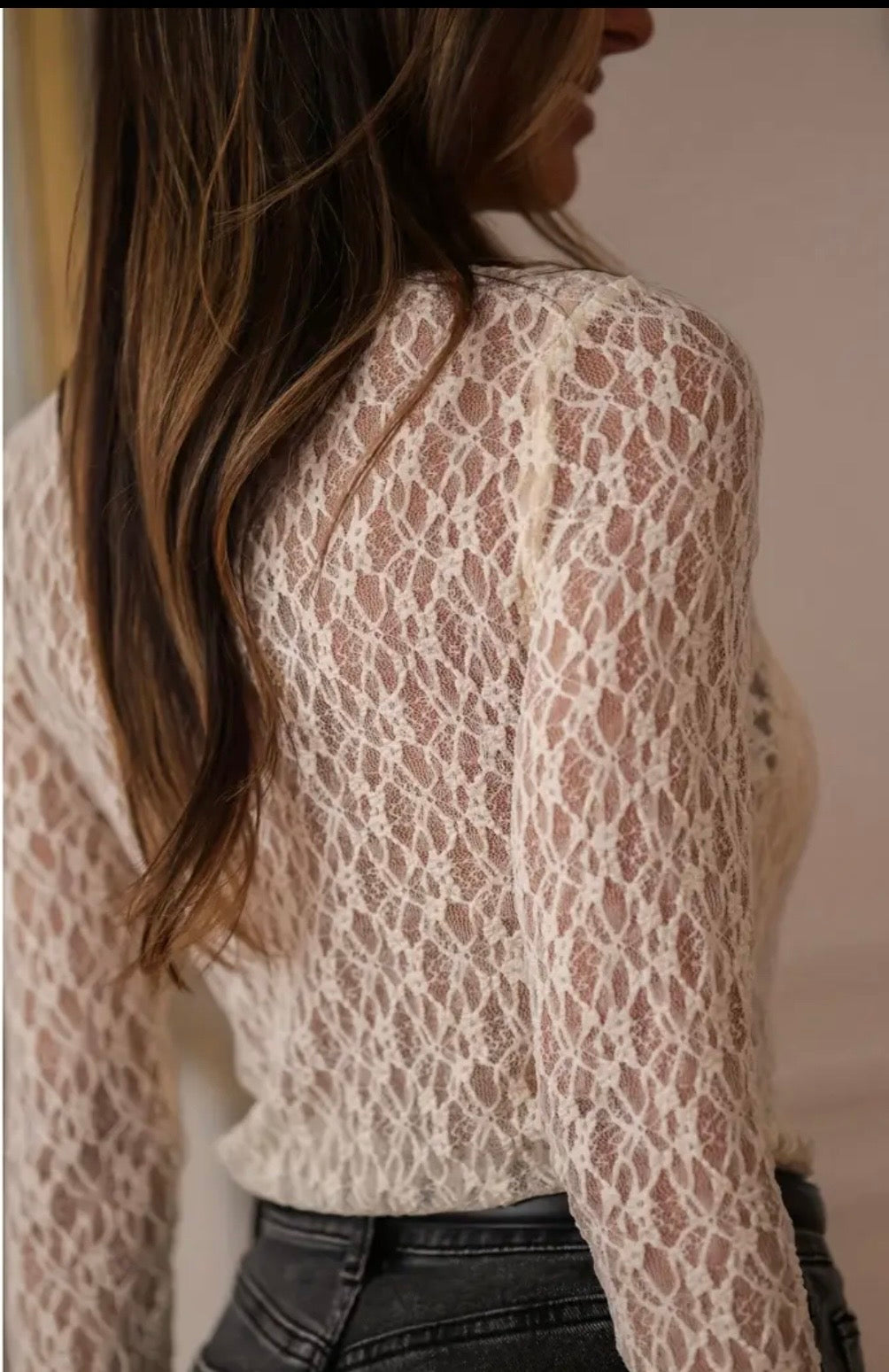Kelly lace top abricot