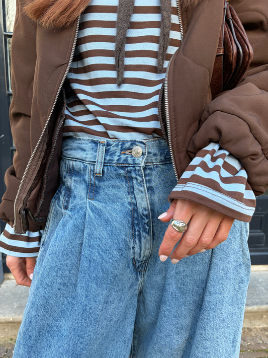 Fanny longsleeve lichtblauw/bruin