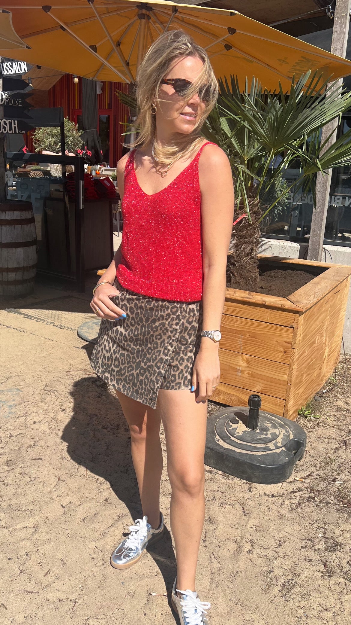Tanktop lurex rood