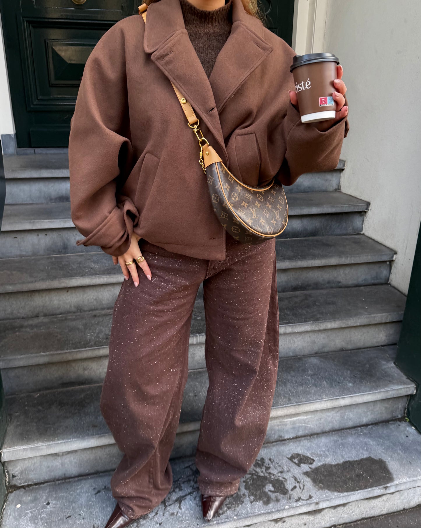 Glow barrel jeans brown