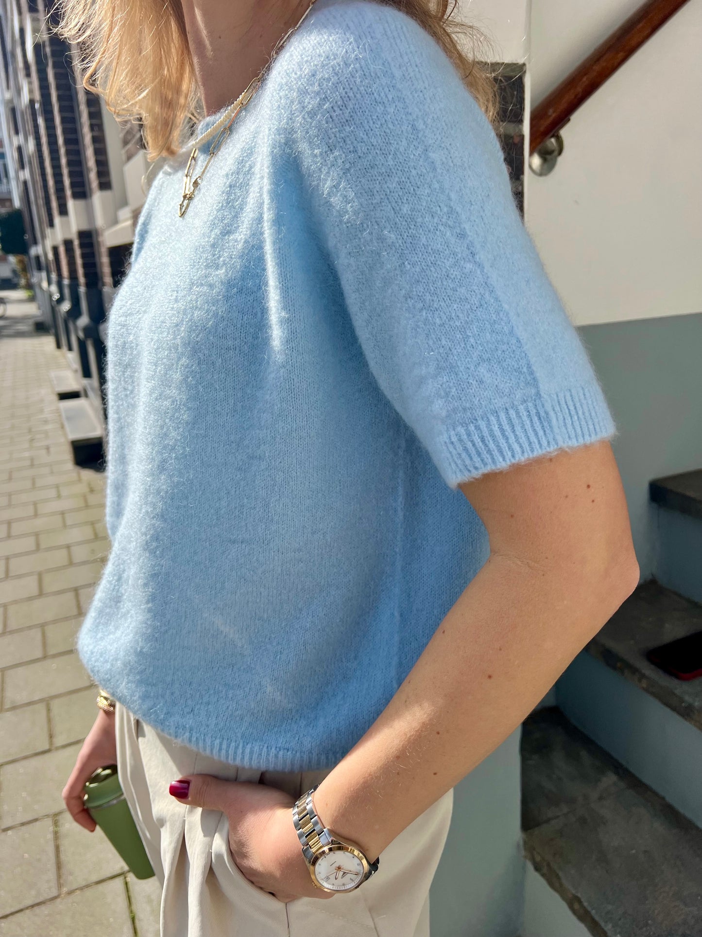 Spring knit baby blue