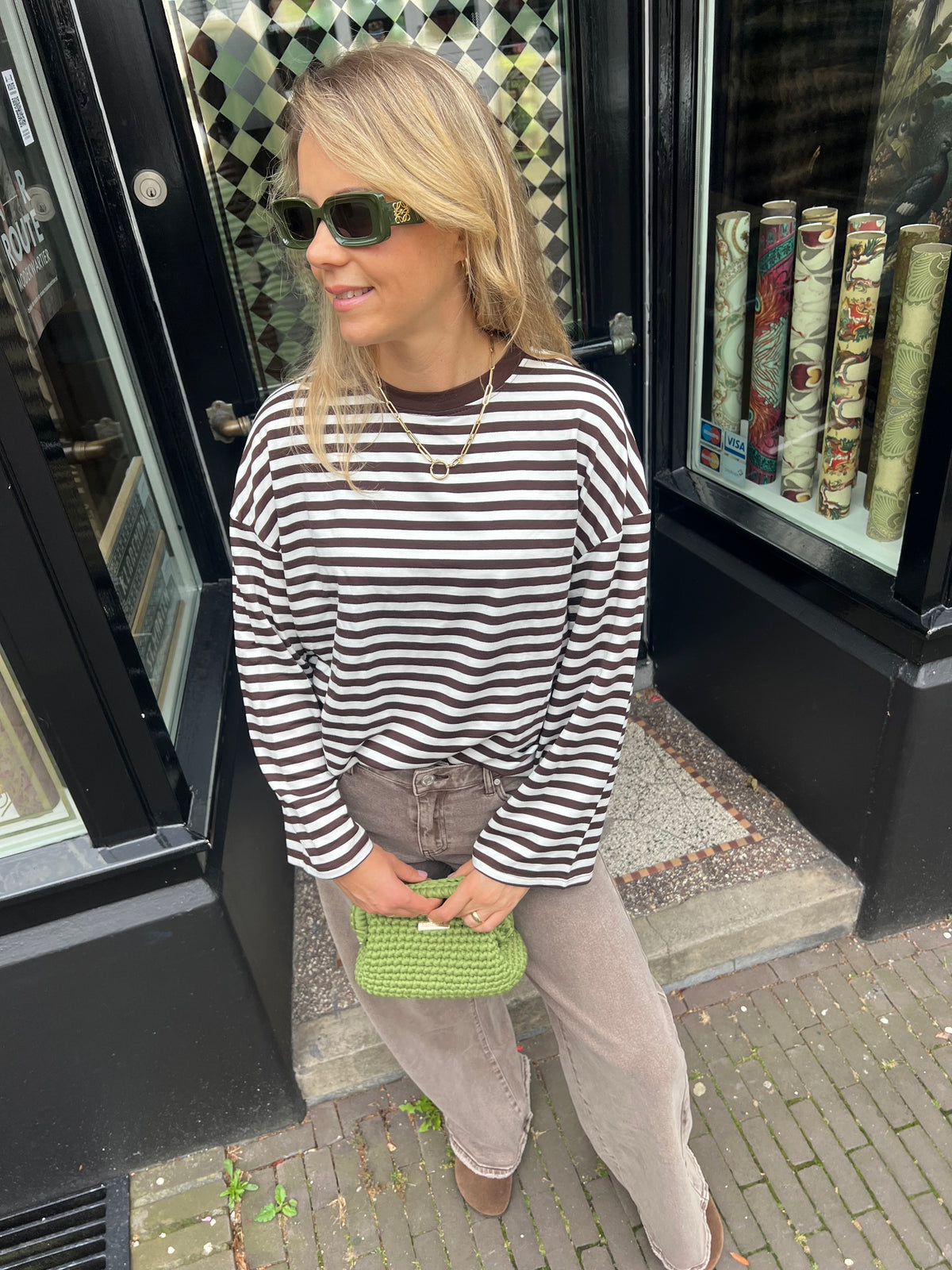 Fanny longsleeve bruin/crème 2.0