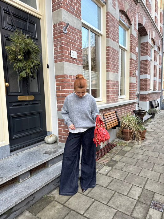 Wide leg glamour jeans donkerblauw