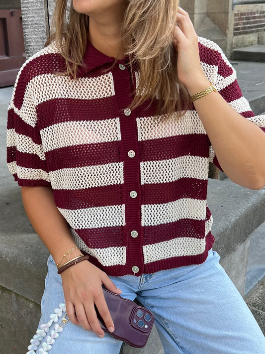 Gebreide polo bordeaux