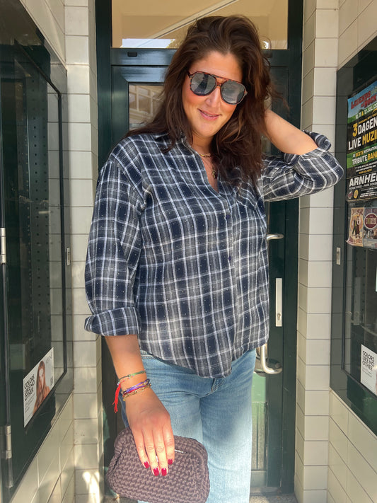 Beau blouse ruit blauw