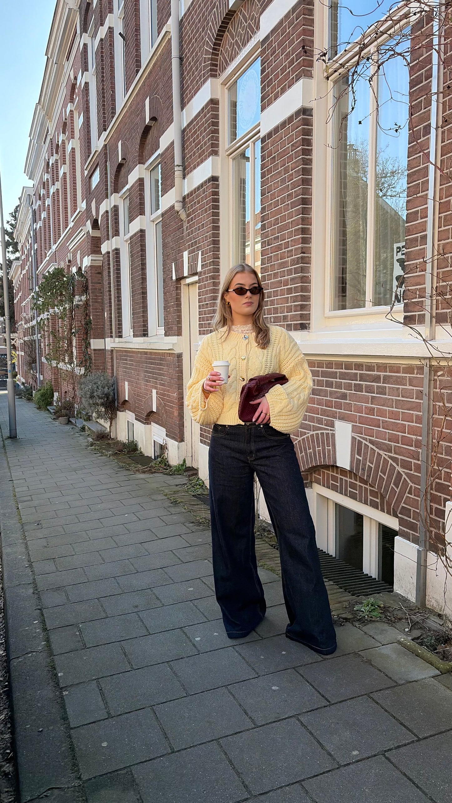 Wide leg glamour jeans donkerblauw