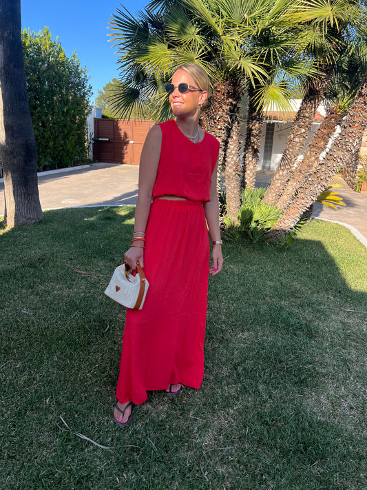 Inès koraal (rok & top)