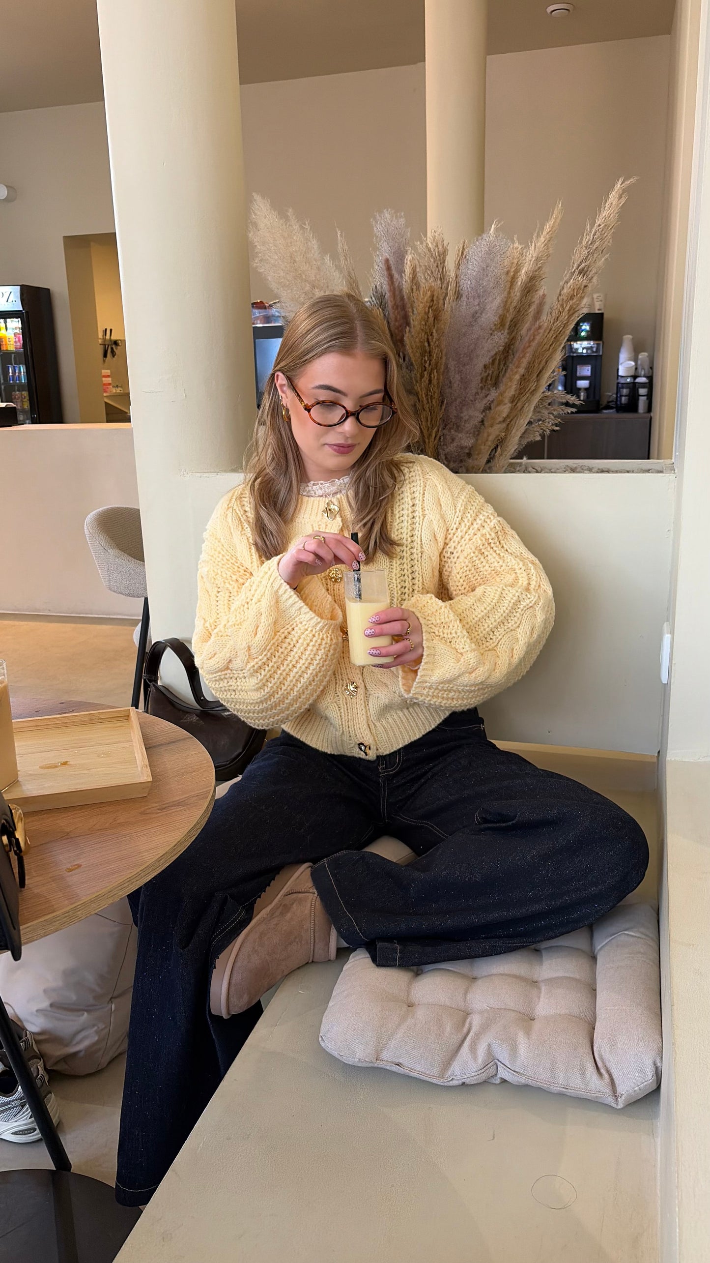 Wide leg glamour jeans donkerblauw