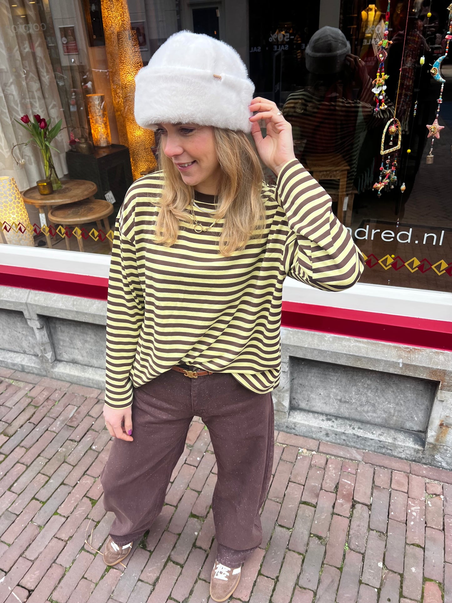 Fanny longsleeve geel/ bruin