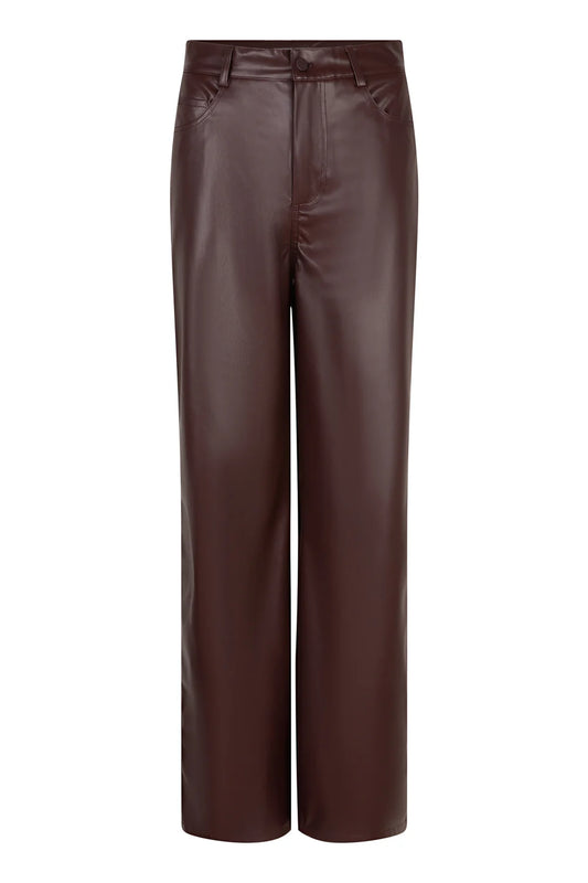Stevie pants vegan leather donkerbruin
