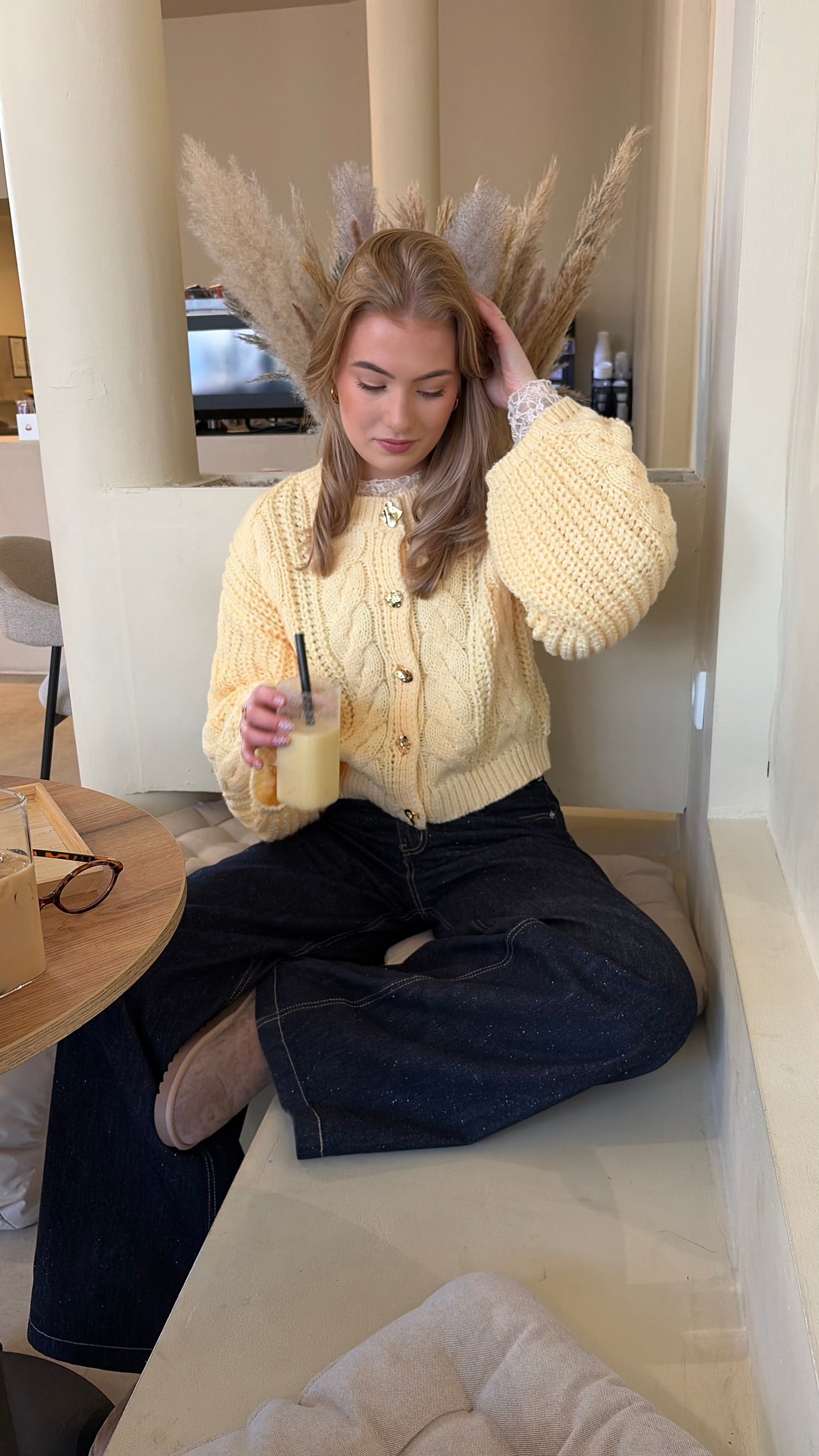 Wide leg glamour jeans donkerblauw