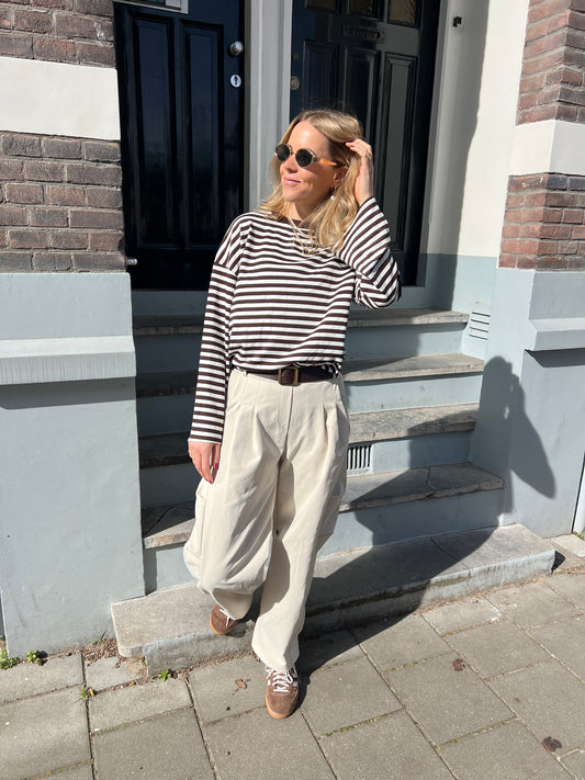 Fanny longsleeve bruin/crème