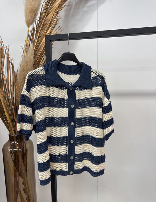 Gebreide polo navy