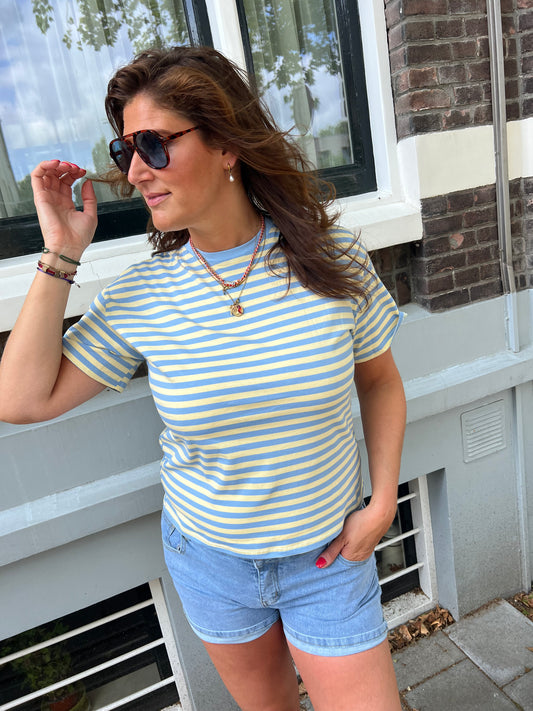 Fanny tee blauw/geel