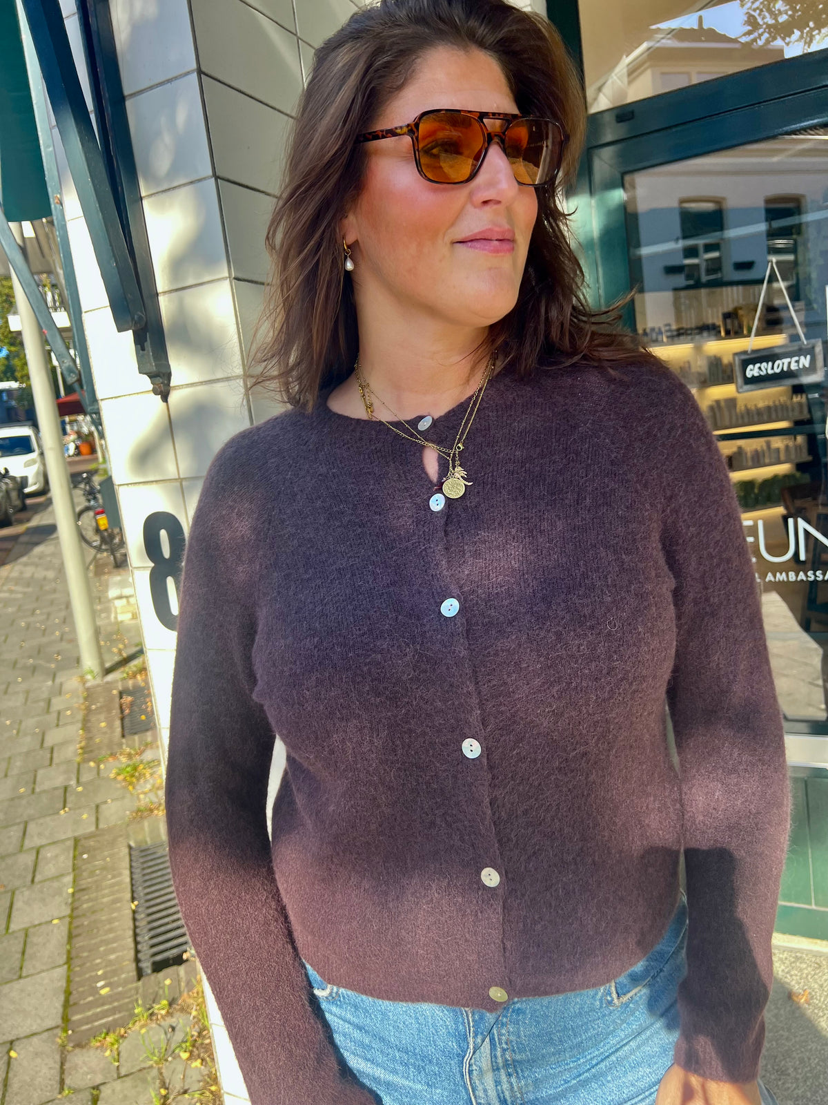 Kae cardigan plum