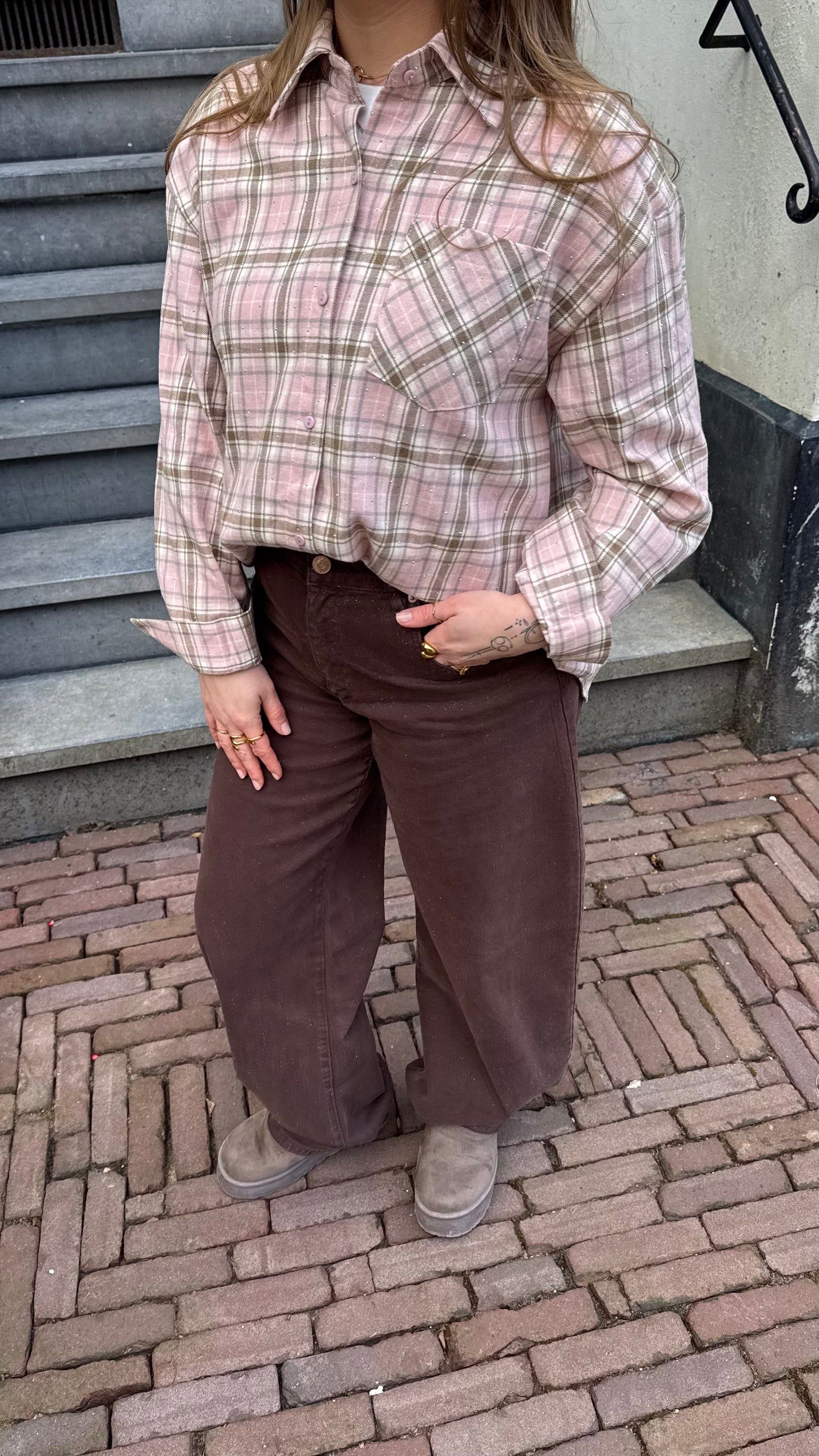 Bonnie blouse roze ruiten