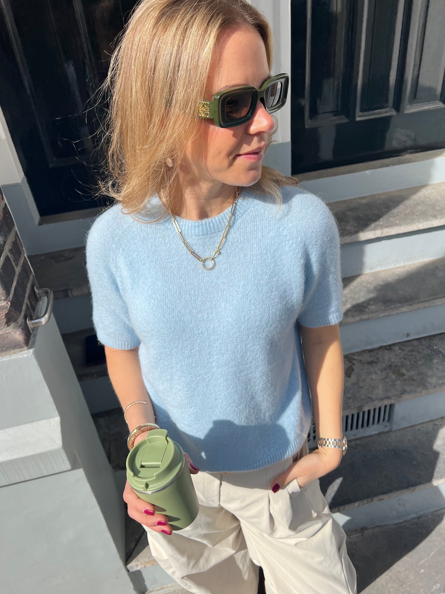 Spring knit baby blue