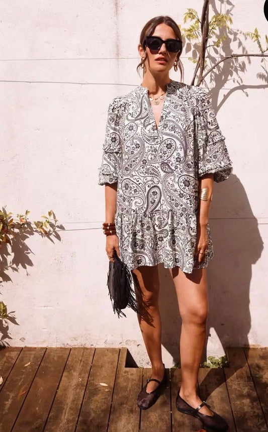 Summer dress paisley blue
